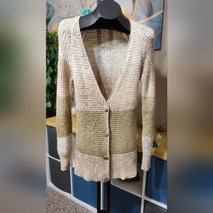 Free People Small Open Knit Tunic Sweater Buttons